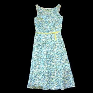 Liz Claiborne White/Teal/Yellow/Tan Dress-Sz 6